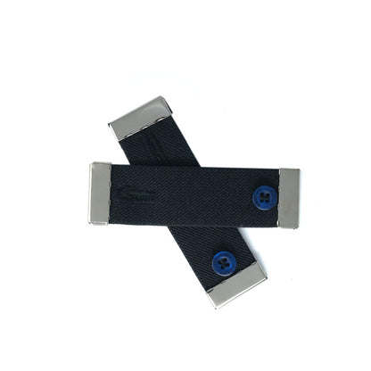 blocuff, elastique noir, bouton bleu nuit